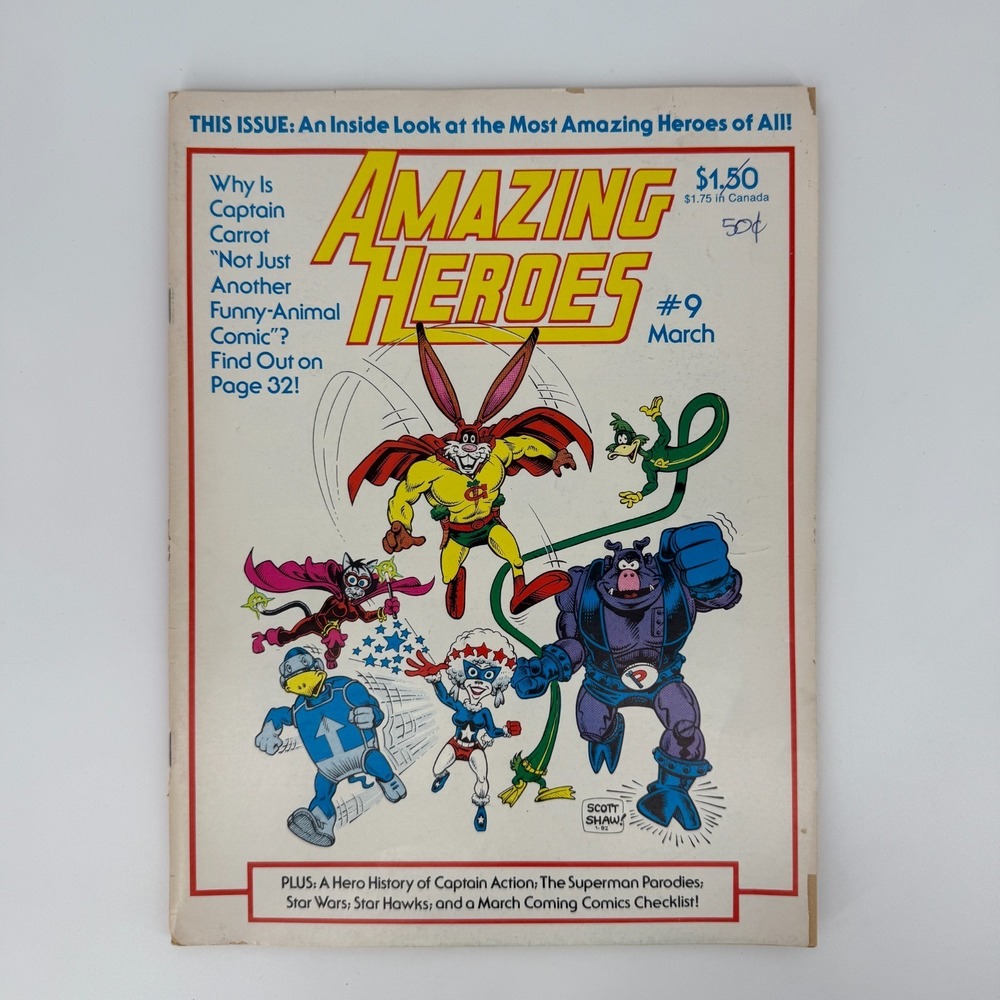Amazing Heroes #9 1982 Fantagraphics Captain Carrot Feature Comic Magazine VTG